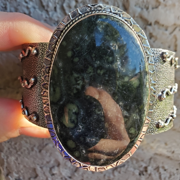 New Kambaba Jasper 925 Silver Cuff Bracelet. - Picture 13 of 15